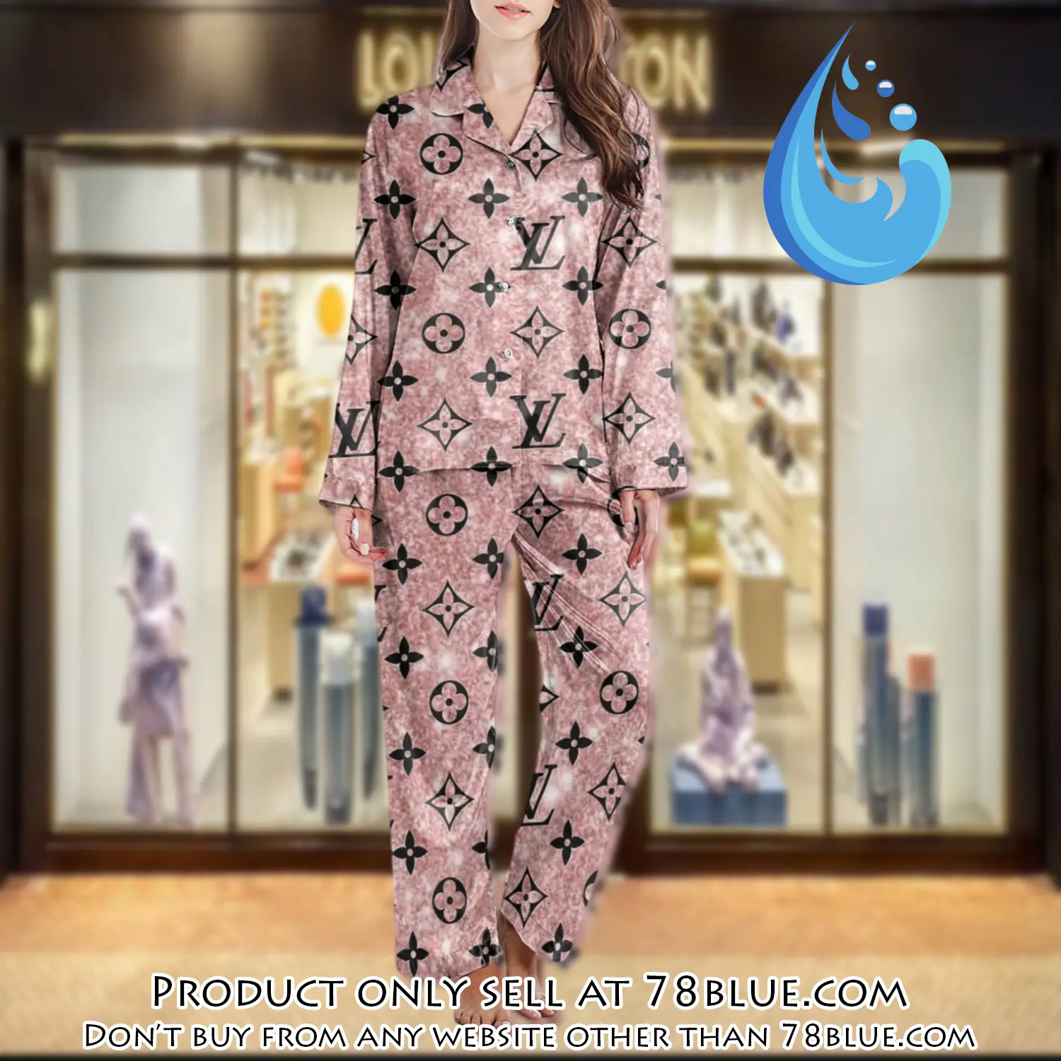 Lv monogram long satin pajama set pjs1021 78b2027589